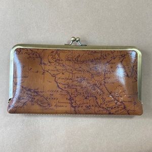 Patricia Nash Leather Clasp Frame Clutch Wallet, Map Print, Brown
